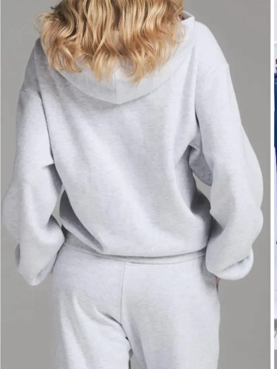 SKIMS Cotton Fleece Blend Classic Zip-Up Hoodie Medium Light Heather Grey - Picture 2 of 6